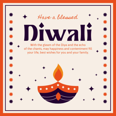 Instagram Post Template for Diwali Celebrations Featuring a Diya Illustration and Quote