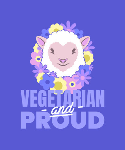 T-Shirt Design Template for a Vegetarian Design Featuring an Illustration of a Sheep