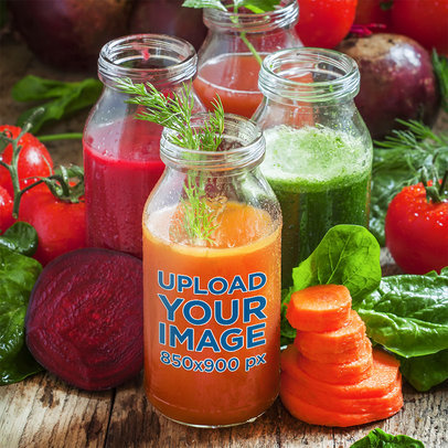 Mockup of a Transparent Mason Jar Filled With Carrot Juice