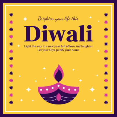 Instagram Post Maker for Diwali Celebrations Featuring a Diya Lamp Illustration