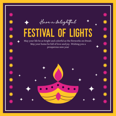 Instagram Post Template With a Diwali-Themed Quote and Diya Illustration