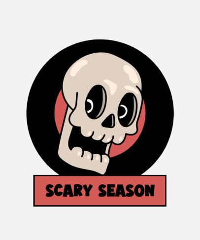 Scary T-Shirt Design Template for Halloween With a Rubber Hose-Styled Skull Graphic 