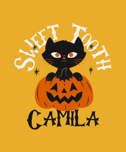 Tote Bag Design Generator With a Graphic of a Cute Kitty and a Pumpkin for Halloween 4866f