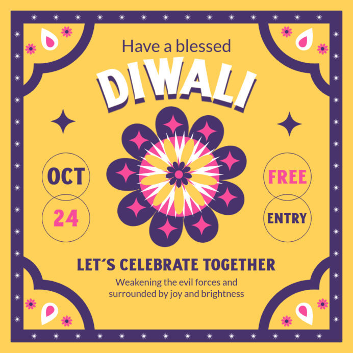 Instagram Post Template to Celebrate Diwali Festival 