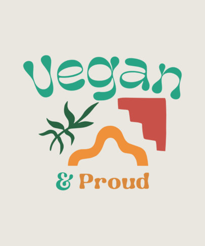 T-Shirt Design Template for a Vegan-Themed T-Shirt Featuring Abstract Shapes 4577e-4782e