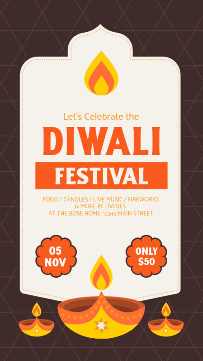 Instagram Story Template for a Diwali Celebration With Illustrated Diyas 5485a-el1