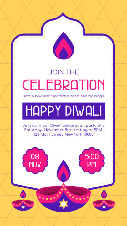 Instagram Story Design Template for a Diwali Celebration Party Announcement 5485e-el1