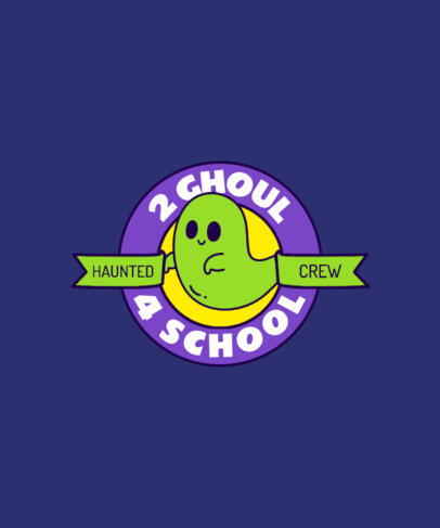 T-Shirt Design Generator Featuring a Badge Design With a Happy Green Ghost Illustration