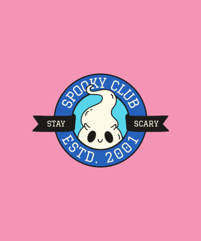 Halloween-Inspired T-Shirt Design Template Featuring a Cute Ghost Doodle