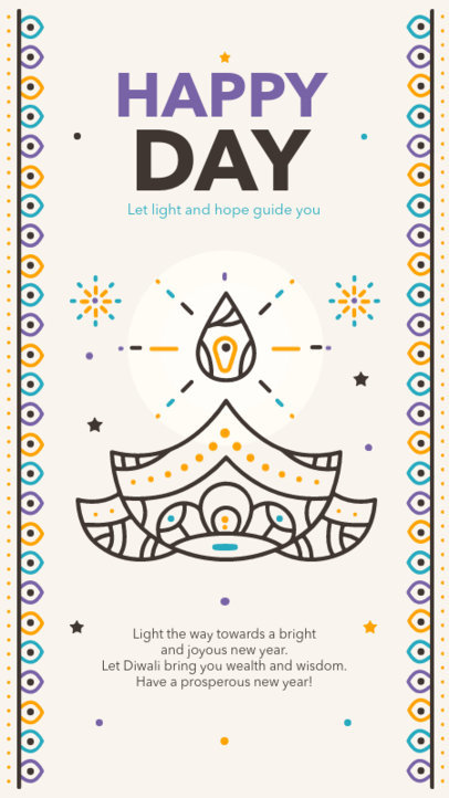 Diwali Instagram Story Maker Featuring a Diya Illustration and Colorful Graphics 5484b-el1