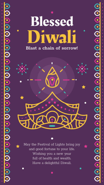 Instagram Story Template for Diwali Featuring a Diya Illustration and a Quote 5484g-el1