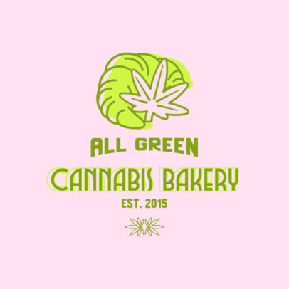 Logo Template for a Cannabis Bakery Featuring a Croissant with a Marijuana Leaf
