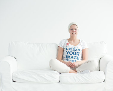 T-Shirt Mockup Featuring a Smiling Woman With a Ribbon m28722 r-el2