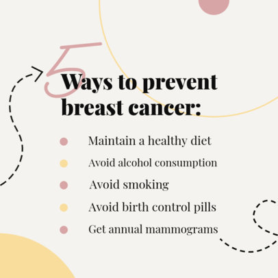 Instagram Post Template Featuring Breast Cancer Symptoms