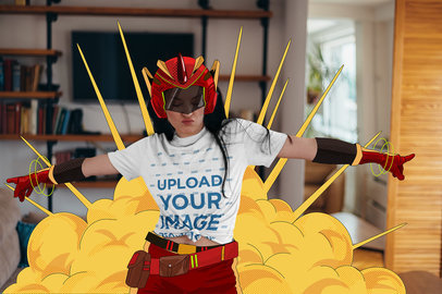 Knotted Tee Mockup of a Woman with an Illustrated Helmet m25280 r-el2