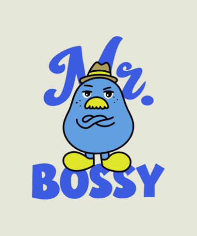 Cute T-Shirt Design Template Inspired by a Little Mr. Meme With a Cute Bird Cartoon