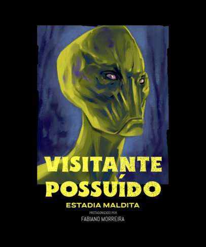 T-Shirt Design Template With a Horror Movie Theme Featuring a Spooky Alien