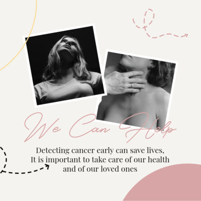 Instagram Post Template with Cancer Awareness-Themed Pictures and Quotes