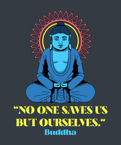 Religious-Themed T-Shirt Design Maker Featuring a Buddha Illustration and a Quote