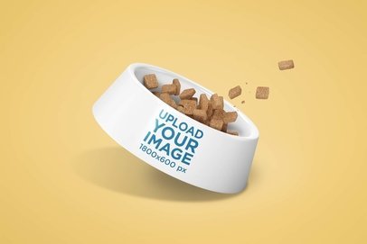 Mockup of a Dog Bowl With Some Food Kibbles