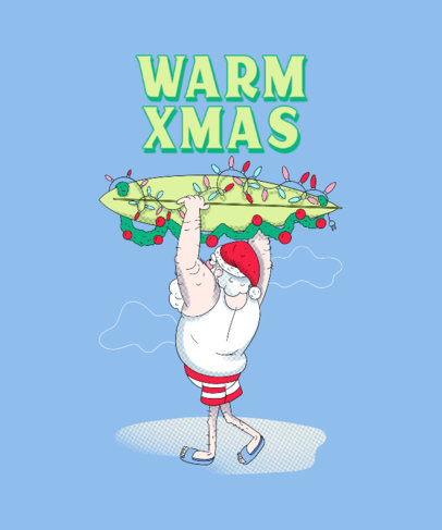 T-Shirt Design Generator for a Tropical Xmas Featuring a Santa with a Surfboard 4890c