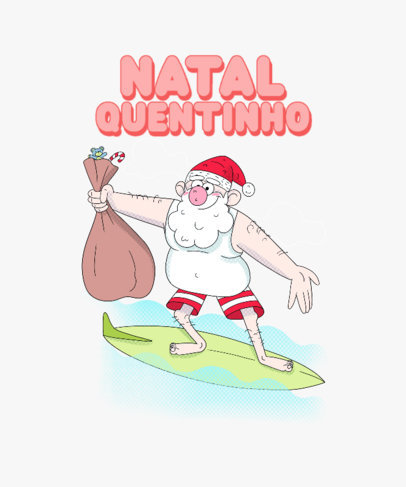 Christmas-Themed T-Shirt Design Maker Featuring a Surfboarding Santa Claus 4890d