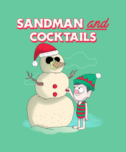 T-Shirt Design Template Featuring a Kid with a Frosty-Inspired Sandman 4890e