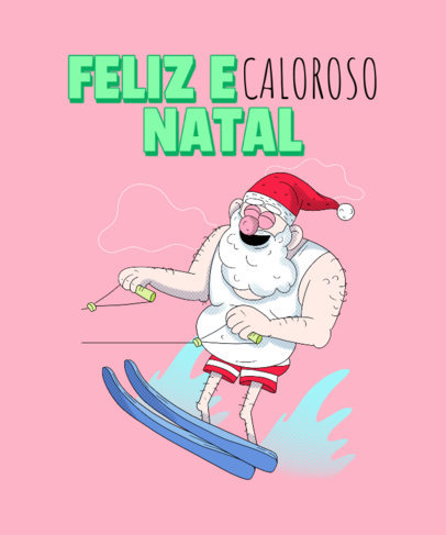 T-Shirt Design Generator for a Tropical Christmas Featuring a Santa in Water Skis 4890f