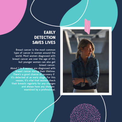 Instagram Post Template Featuring a Text on the Importance of Early Breast Cancer Detection