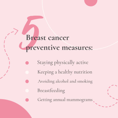 Instagram Post Creator Featuring a Guide with Breast Cancer Preventive Measures
