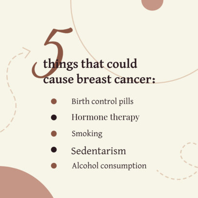 Instagram Post Generator Featuring a List of Breast Cancer Causes