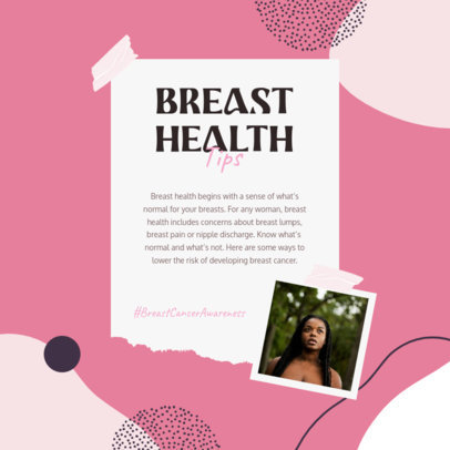 Cancer Awareness-Themed Instagram Post Creator with Tips for Healthy Breasts