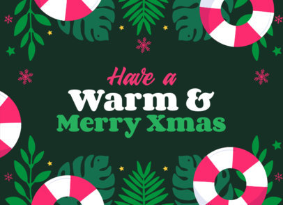 Greeting Card Design Template for a Tropical Christmas