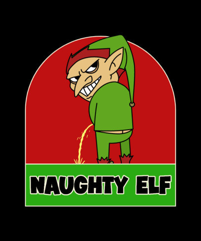 Xmas-Themed T-Shirt Design Maker Featuring a Naughty Elf Illustration