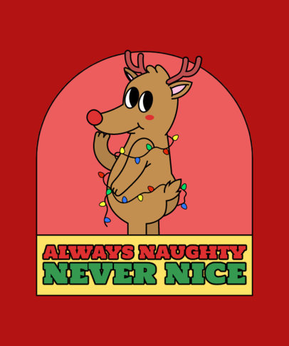 T-Shirt Design Creator for Christmas Featuring a Funny Reindeer Cartoon