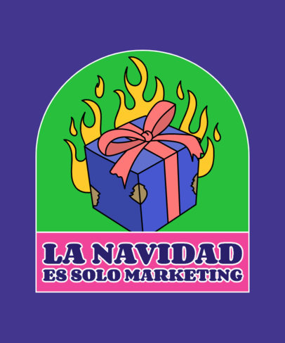 Anti-Christmas-Themed T-Shirt Design Creator with a Burning Present Illustration