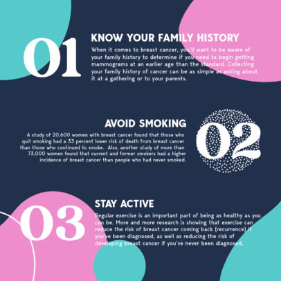 Instagram Post Template with Healthy Habits to Avoid Breast Cancer