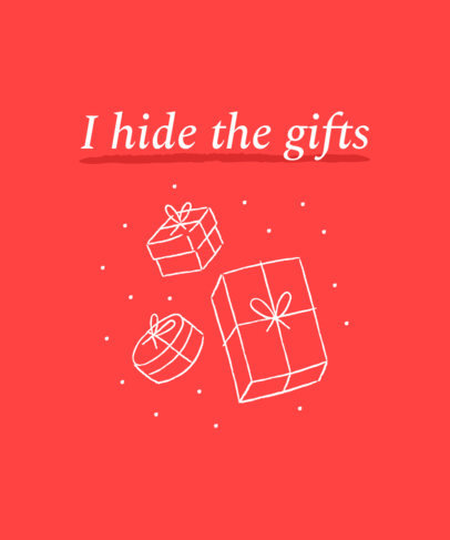 Xmas-Themed T-Shirt Design Template Featuring Illustrated Gifts