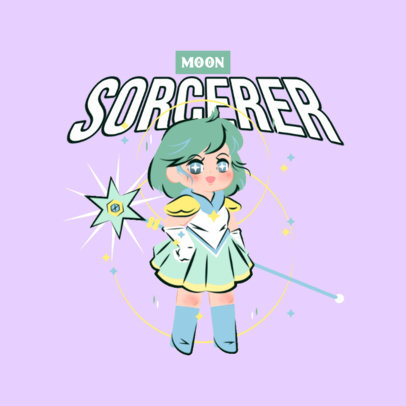 Illustrated Gaming Logo Maker With a Female Sorcerer Character
