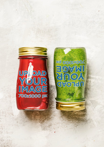 Mockup of Two Mason Jars Placed Next to Each Other