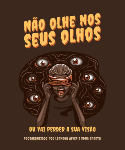 Illustrated T-Shirt Design Maker for a Horror Movie With a Multiple Eyes Creature 5337b