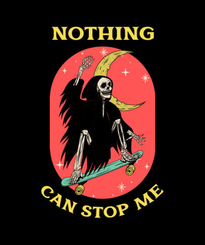 T-Shirt Design Generator Featuring a Skating Reaper Illustration