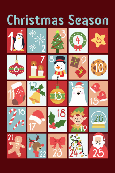 Calendar Template for Christmas Season With Illustrated Holiday Graphics 4916g