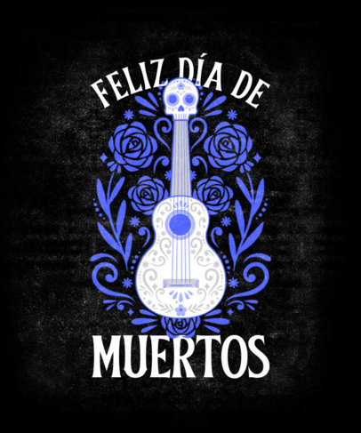 Dia de Muertos T-Shirt Design Maker With an Illustration of a Festive Mexican Guitar and a Skull 4252g-4781