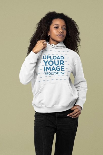 Hoodie Mockup of a Woman Posing Stylishly at a Studio m28864