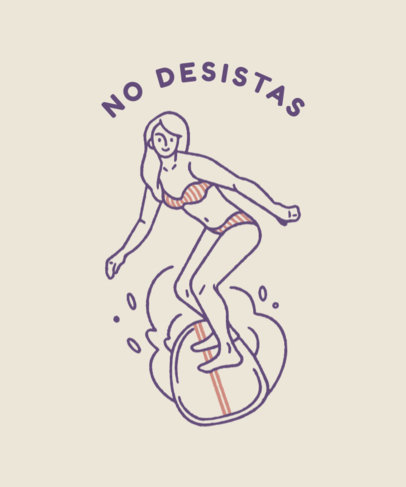 T-Shirt Design Maker Featuring a Graphic of a Woman Standing on a Surfer’s Board