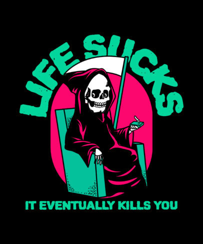 T-Shirt Design Maker With an Illustration of the Grim Reaper on a Chair