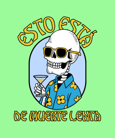 T-Shirt Design Maker With an Illustration of the Grim Reaper Having a Cocktail in a Hawaiian Shirt 4902g