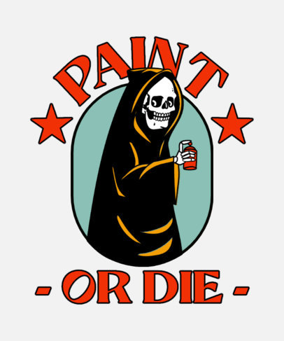T-Shirt Design Template with an Illustration of the Grim Reaper Holding a Can of Spray Paint 4902j