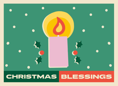 Greeting Card Generator for Christmas with an Illustrated Candle in a Snowy Background 4906g